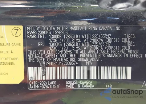 2007 Lexus Rx 350 z USA, uszkodzony, nr VIN 2T2HK31U17C038574